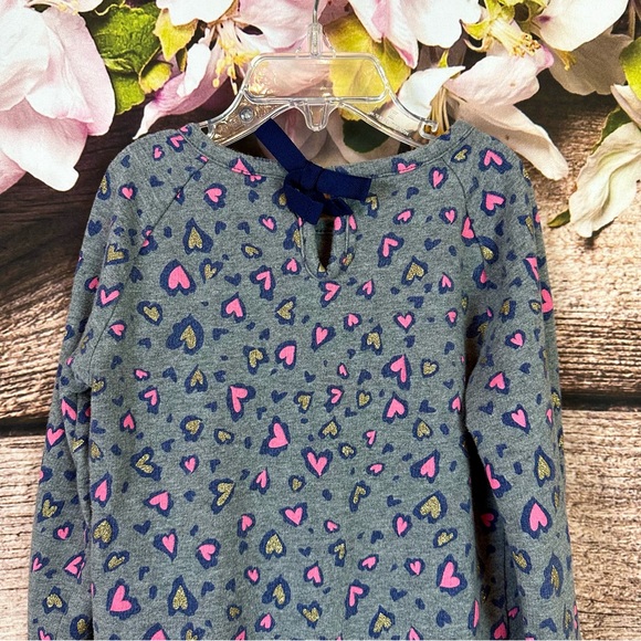 SOLD 🛍️ Oshkosh Toddler Girls Cotton Gray Blue Pink Hearts Flared Hem Dress - Picture 5 of 7